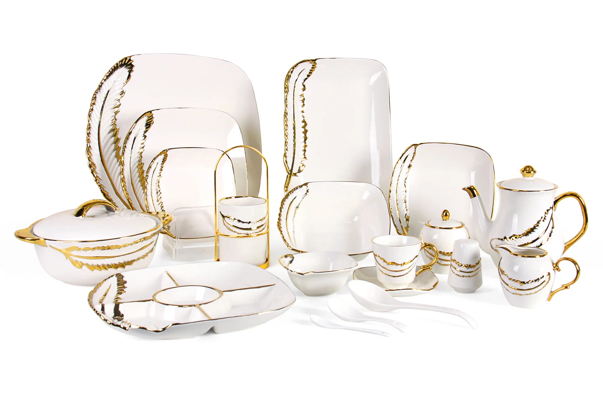 Feather Series Gilded Embossed Tableware Set