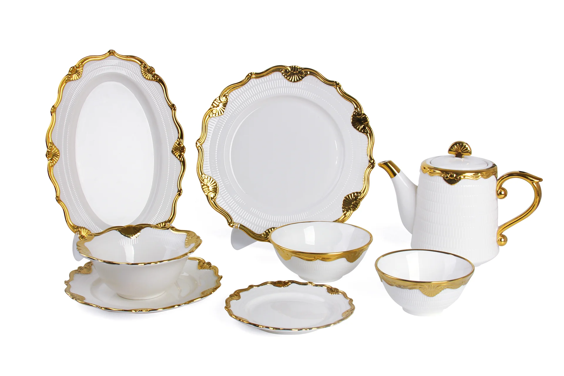 Phoenix‑Tail Series Gilded Embossed Tableware Set