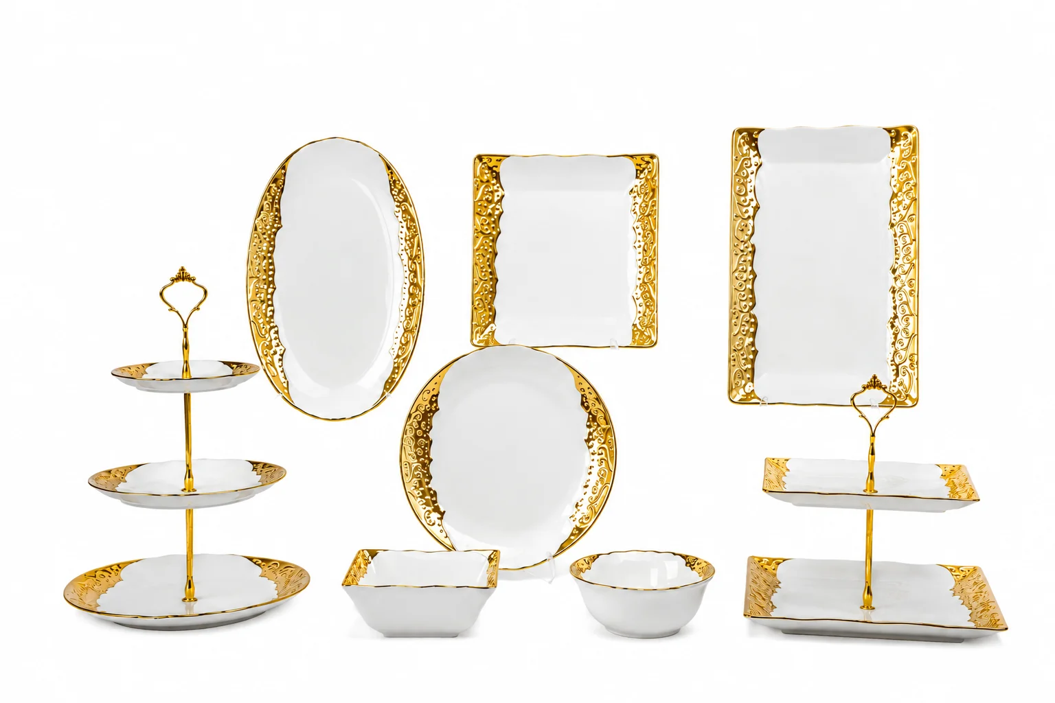Gilded Scroll Embossed Tableware Set
